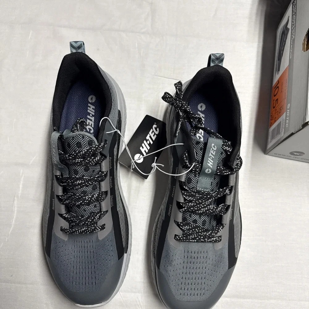 Hi-Tec Mens Shoes Gray Grey Trail Lace-Up Breathable Hiking Running Active
